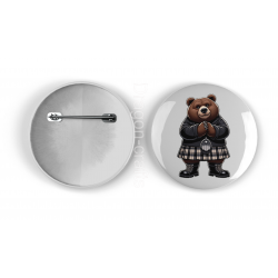 25mm Round Metal Badge - Kilted Bear - 6