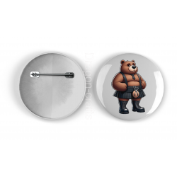 25mm Round Metal Badge - Kilted Bear - 7