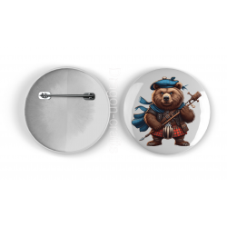 25mm Round Metal Badge - Kilted Bear - 11