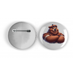 25mm Round Metal Badge - Kilted Bear - 12