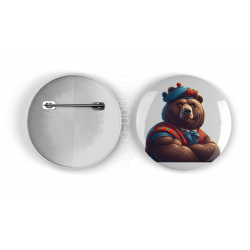 25mm Round Metal Badge - Kilted Bear - 14