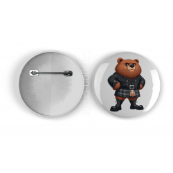 25mm Round Metal Badge - Kilted Bear - 26