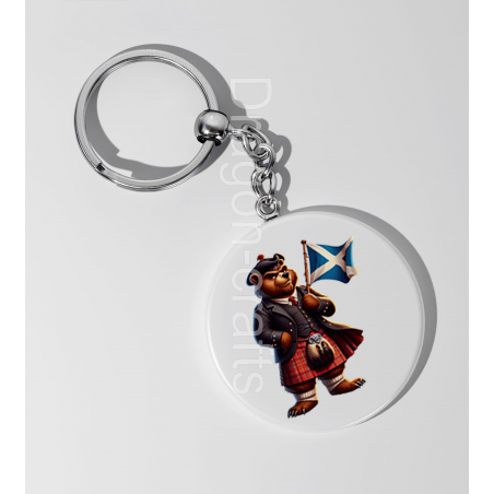 35mm Round Keyring - Kilted Bear - 1
