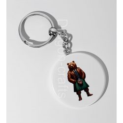 35mm Round Keyring - Kilted Bear - 4