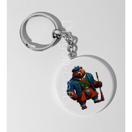 35mm Round Keyring - Kilted Bear - 5