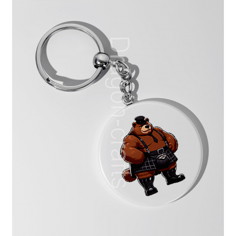 35mm Round Keyring - Kilted Bear - 8