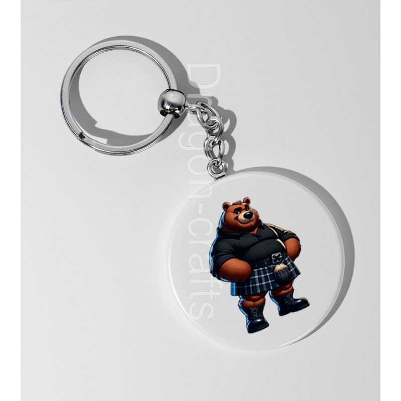 35mm Round Keyring - Kilted Bear - 9