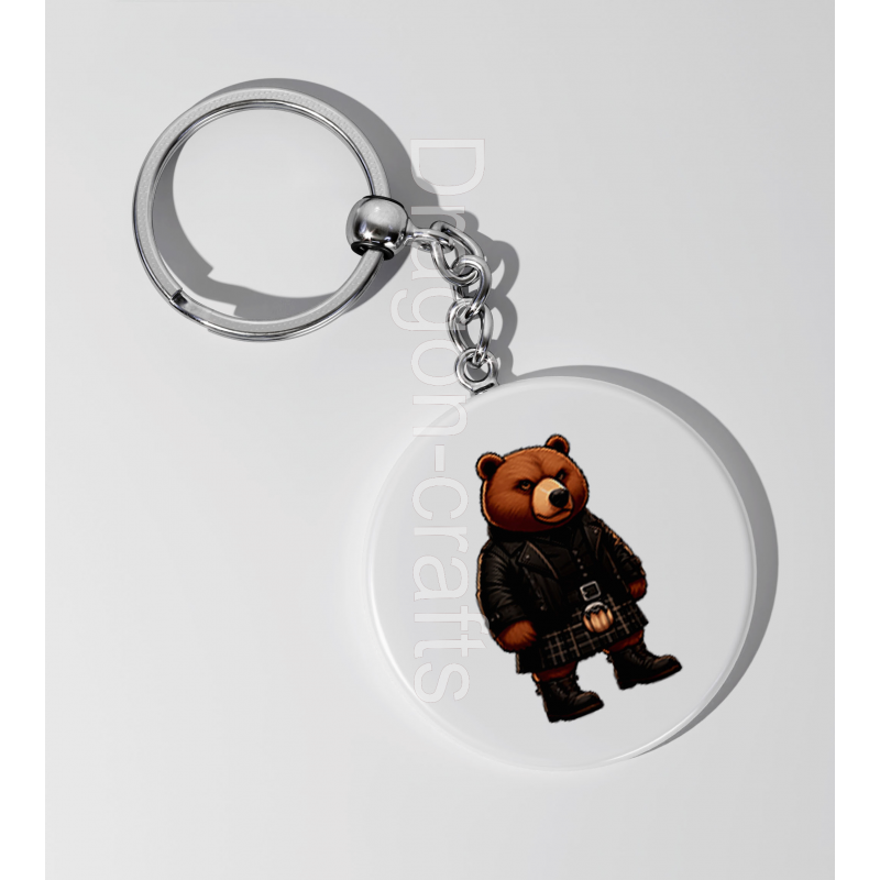 35mm Round Keyring - Kilted Bear - 13