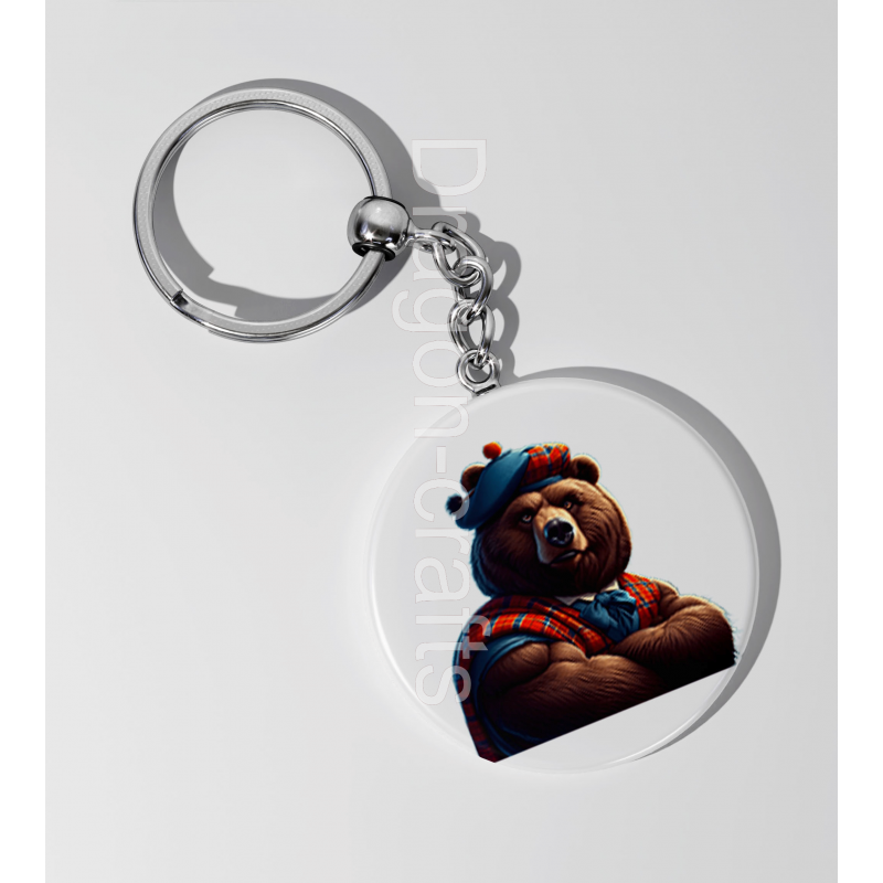 35mm Round Keyring - Kilted Bear - 14