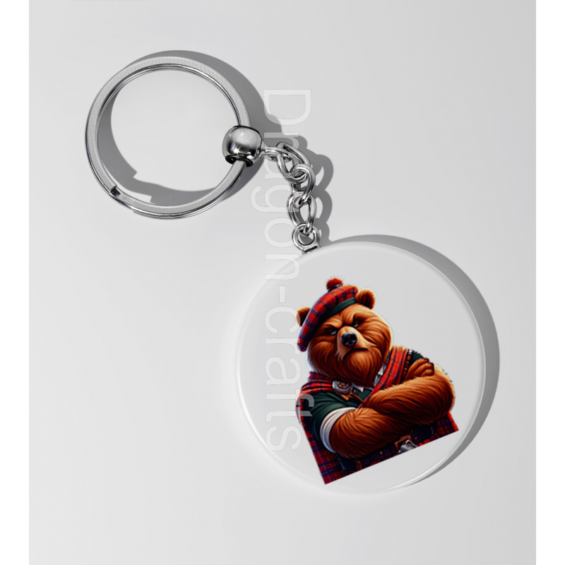 35mm Round Keyring - Kilted Bear - 20 35mm Round Keyring - Kilted Bear - 20