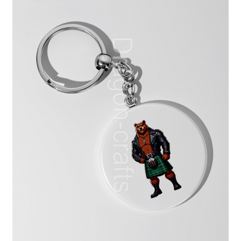 35mm Round Keyring - Kilted Bear - 22