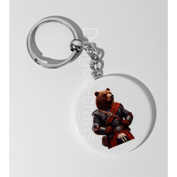 35mm Round Keyring - Kilted Bear - 25