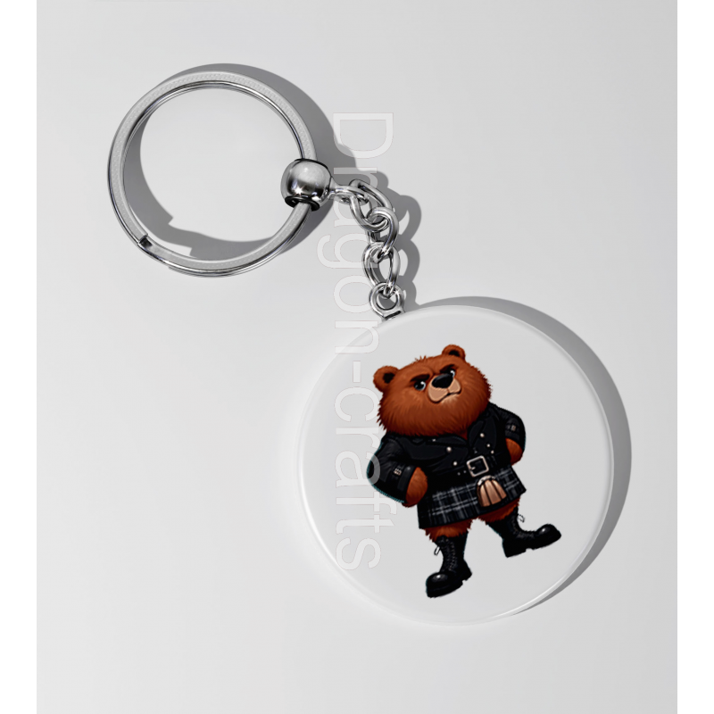 35mm Round Keyring - Kilted Bear - 26 35mm Round Keyring - Kilted Bear - 26