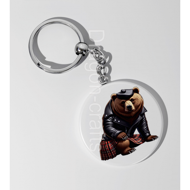 35mm Round Keyring - Kilted Bear - 27