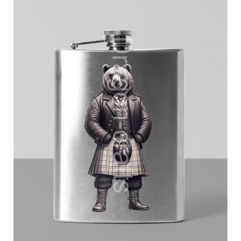 8oz Hip Flask - Kilted Bear - 3 8oz Hip Flask - Kilted Bear - 3