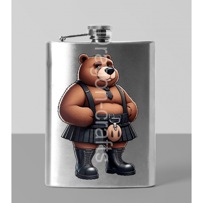 8oz Hip Flask - Kilted Bear - 7 8oz Hip Flask - Kilted Bear - 7