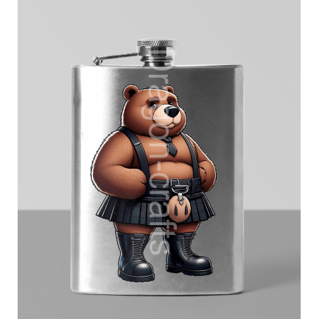 8oz Hip Flask - Kilted Bear - 7