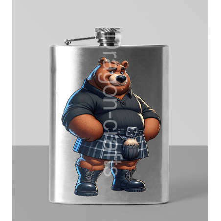 8oz Hip Flask - Kilted Bear - 9