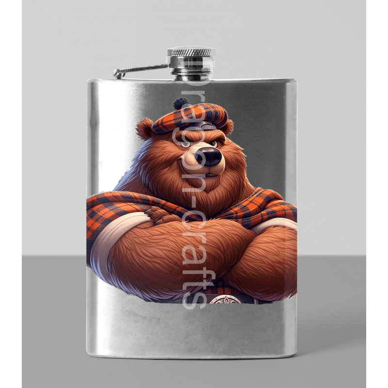 8oz Hip Flask - Kilted Bear - 12 8oz Hip Flask - Kilted Bear - 12