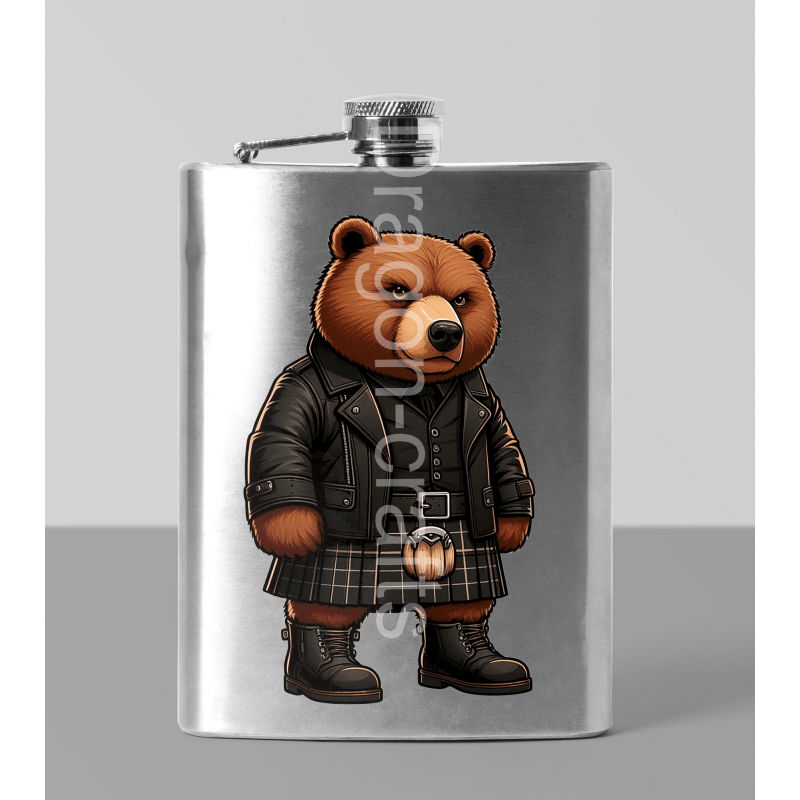 8oz Hip Flask - Kilted Bear - 13