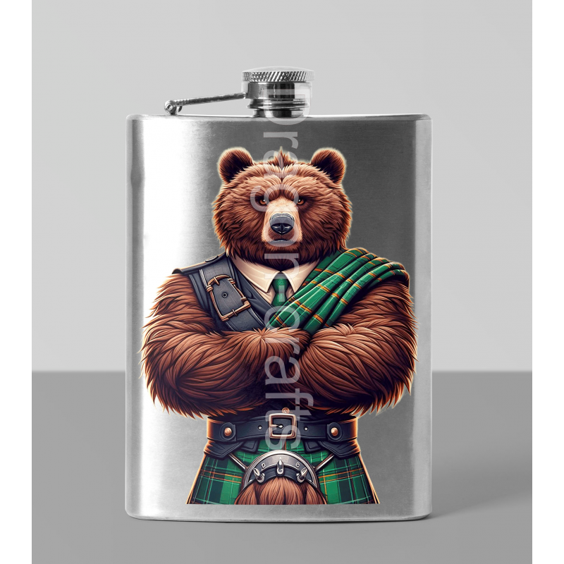 8oz Hip Flask - Kilted Bear - 18