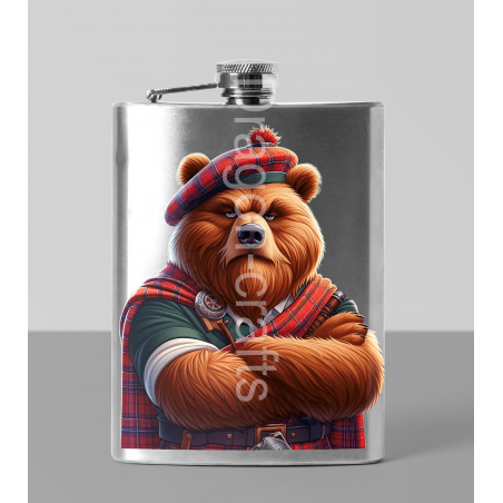 8oz Hip Flask - Kilted Bear - 20