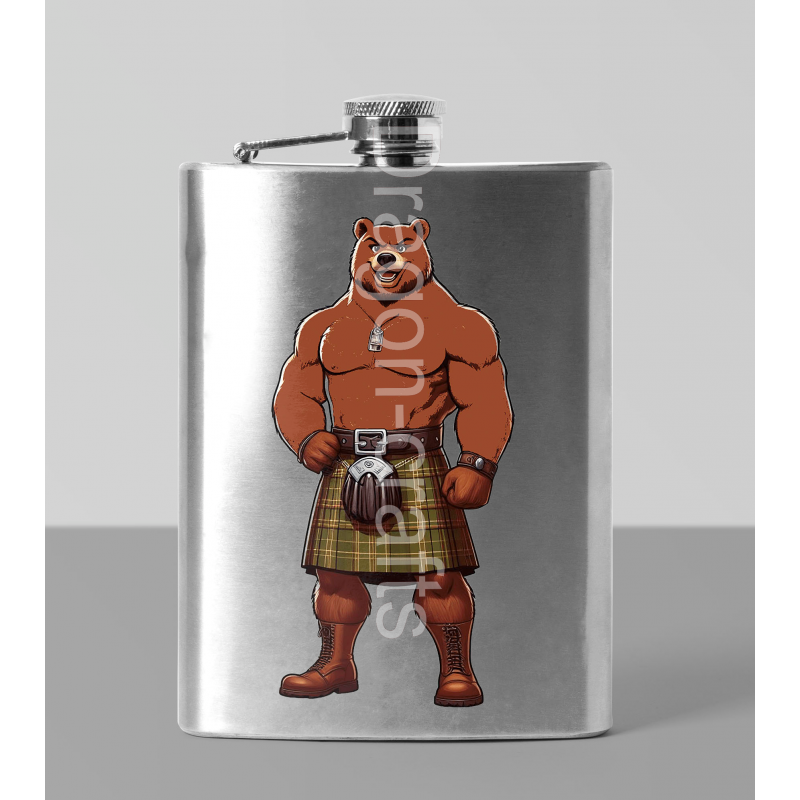 8oz Hip Flask - Kilted Bear - 21 8oz Hip Flask - Kilted Bear - 21