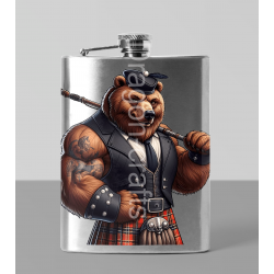 8oz Hip Flask - Kilted Bear - 24