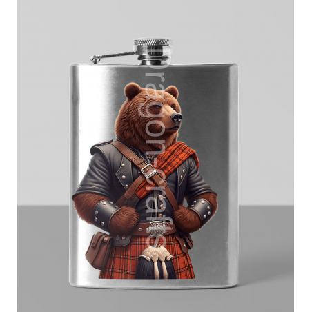 8oz Hip Flask - Kilted Bear - 25