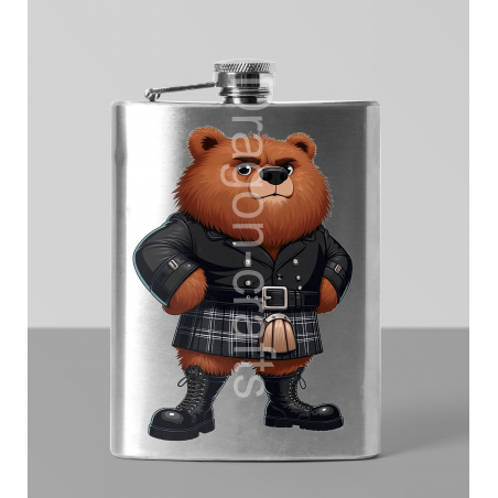 8oz Hip Flask - Kilted Bear - 26