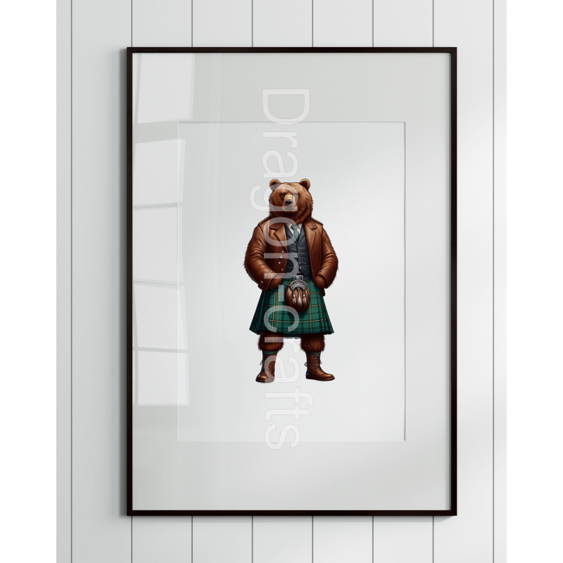 Print of design (option to be framed) - Kilted Bear - 4 Print of design (option to be framed) - Kilted Bear - 4