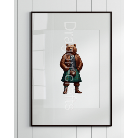 Print of design (option to be framed) - Kilted Bear - 4