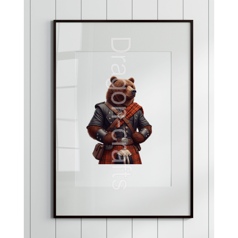 Print of design (option to be framed) - Kilted Bear - 25 Print of design (option to be framed) - Kilted Bear - 25