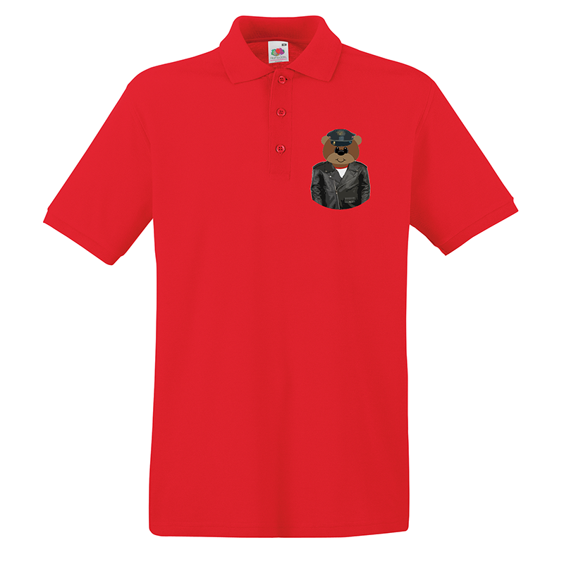 Polo Shirt Adult - leather bear in biker jacket