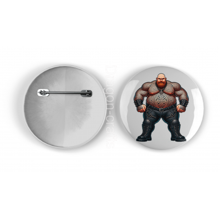 25mm Round Metal Badge - Tattoo Guy - 1