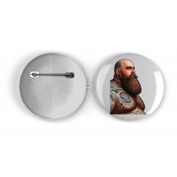 25mm Round Metal Badge - Tattoo Guy - 21