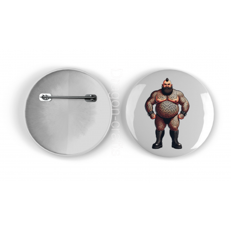 25mm Round Metal Badge - Tattoo Guy - 34