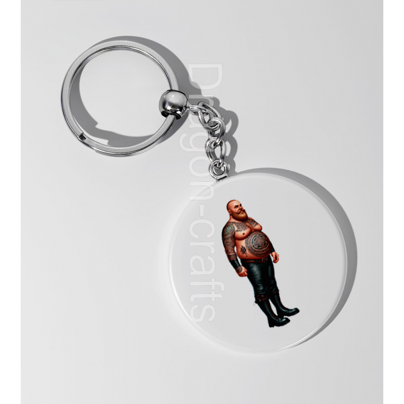 35mm Round Keyring - Tattoo Guy - 38