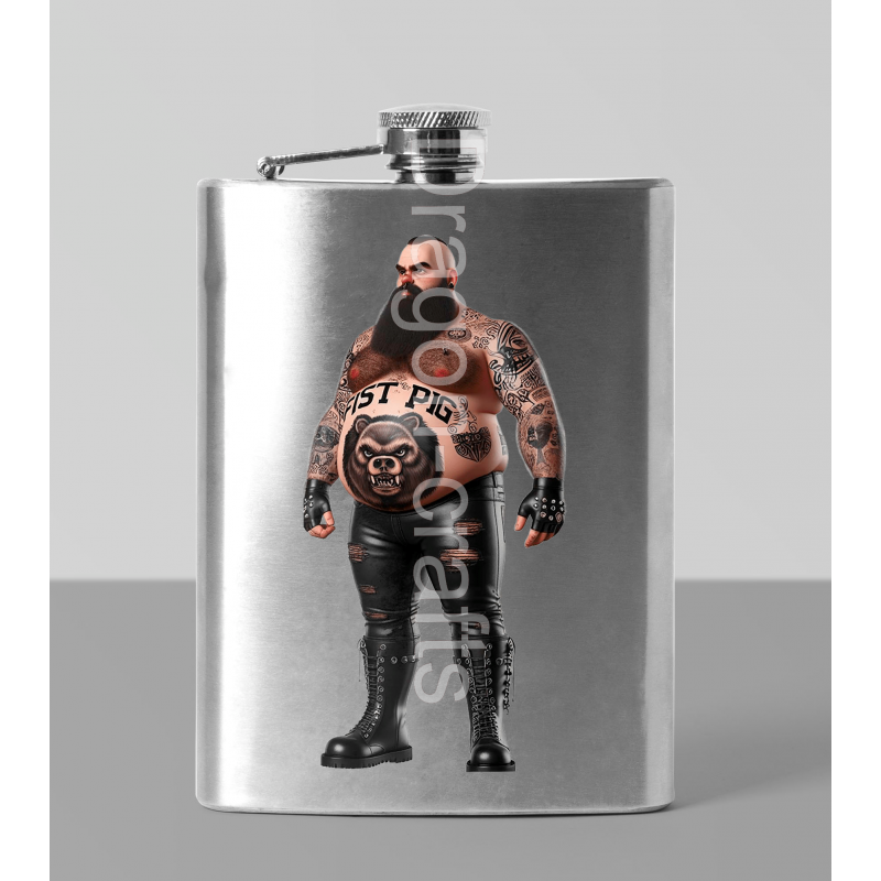 8oz Hip Flask - Tattoo Guy - 2