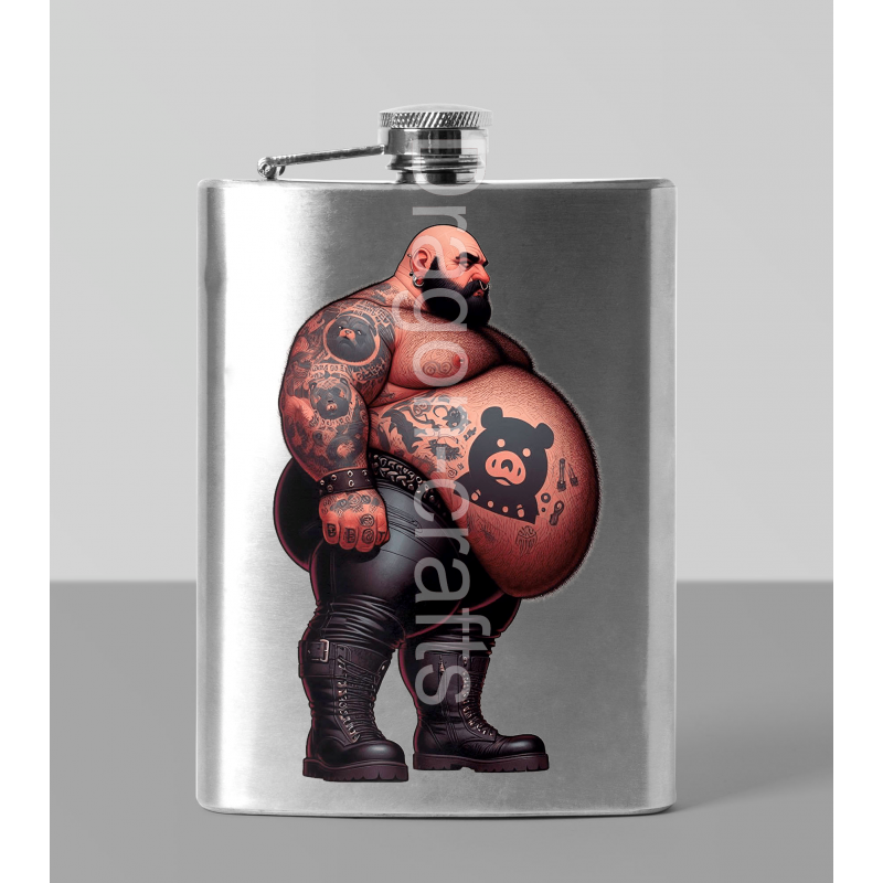 8oz Hip Flask - Tattoo Guy - 28