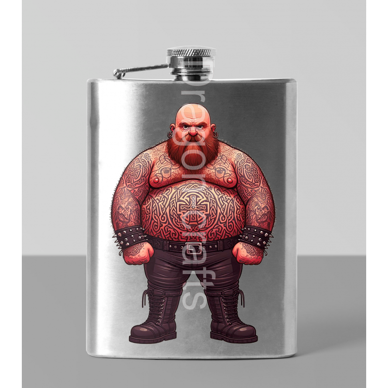 8oz Hip Flask - Tattoo Guy - 4