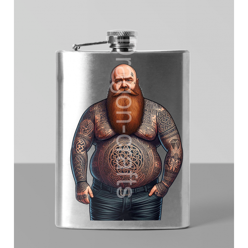 8oz Hip Flask - Tattoo Guy - 6
