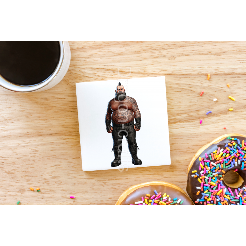 CERAMIC TILE COASTER/ TRIVET - Tattoo Guy - 26