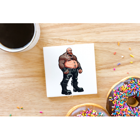 CERAMIC TILE COASTER/ TRIVET - Tattoo Guy - 40