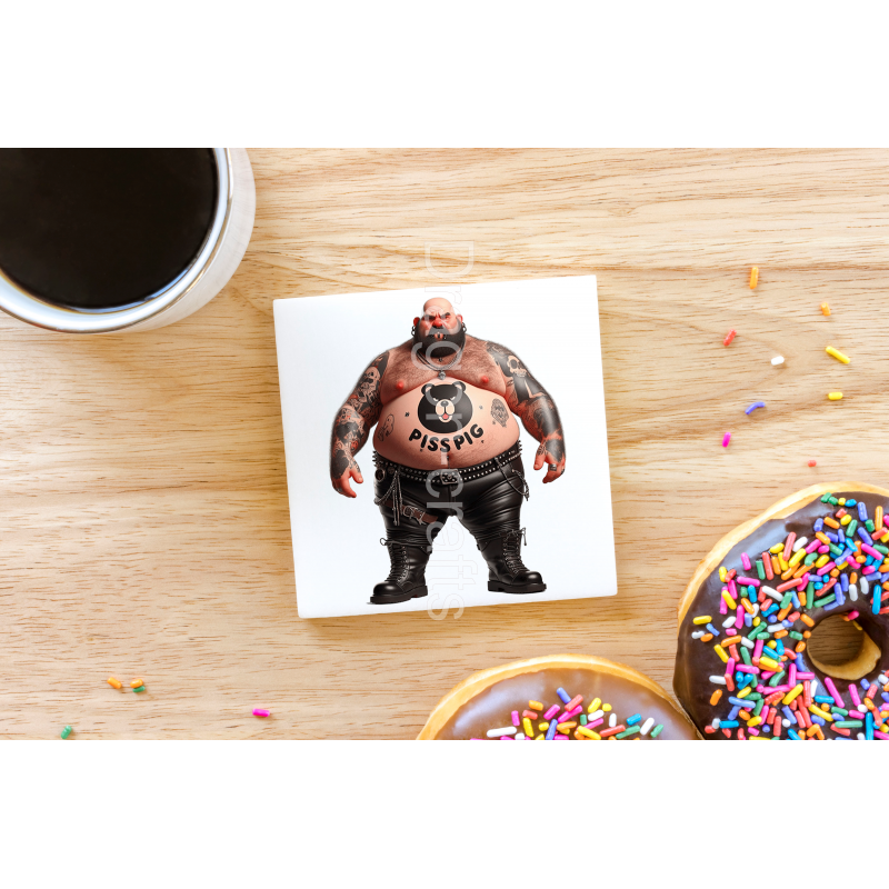CERAMIC TILE COASTER/ TRIVET - Tattoo Guy - 41 CERAMIC TILE COASTER/ TRIVET - Tattoo Guy - 41