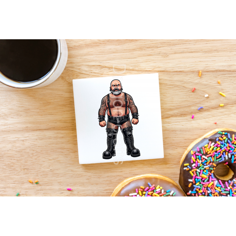 CERAMIC TILE COASTER/ TRIVET - Tattoo Guy - 42