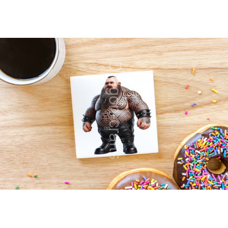 CERAMIC TILE COASTER/ TRIVET - Tattoo Guy - 46
