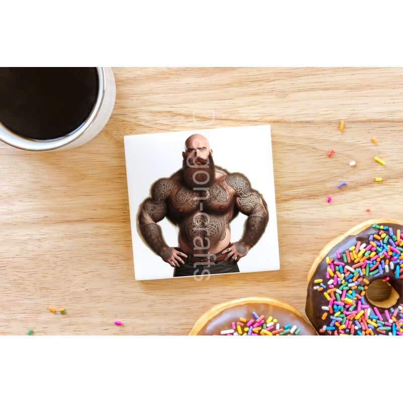 CERAMIC TILE COASTER/ TRIVET - Tattoo Guy - 49