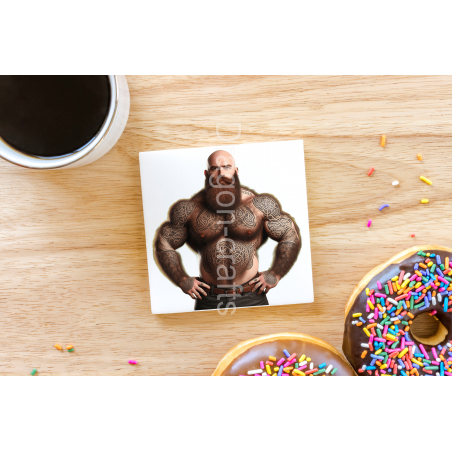 CERAMIC TILE COASTER/ TRIVET - Tattoo Guy - 49