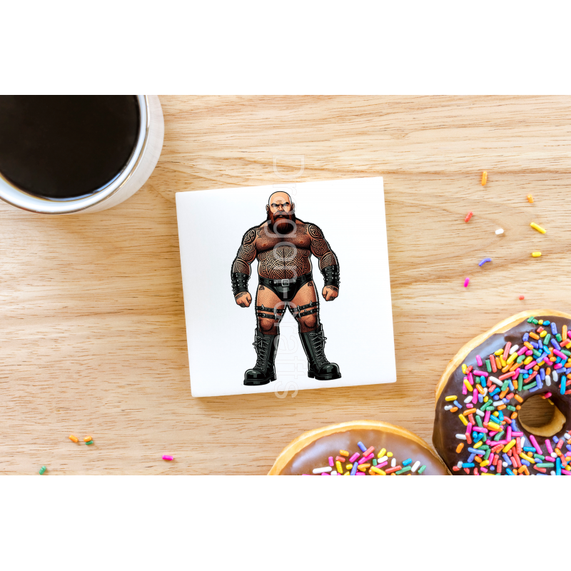 CERAMIC TILE COASTER/ TRIVET - Tattoo Guy - 56